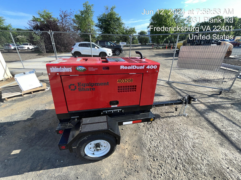 2024 Shindaiwa DGW400MDL Kubota D902 Engine, 23 HP, Dual Op Welder, Wire, Arc, Droop Stick, Tig, and CC Stick Functionality, Simulphase, 3 Phase and 1 Phase Gen Output, Single Axle NB Trlr, Slr Trckl Chrg 12V 12W, Fire Ext