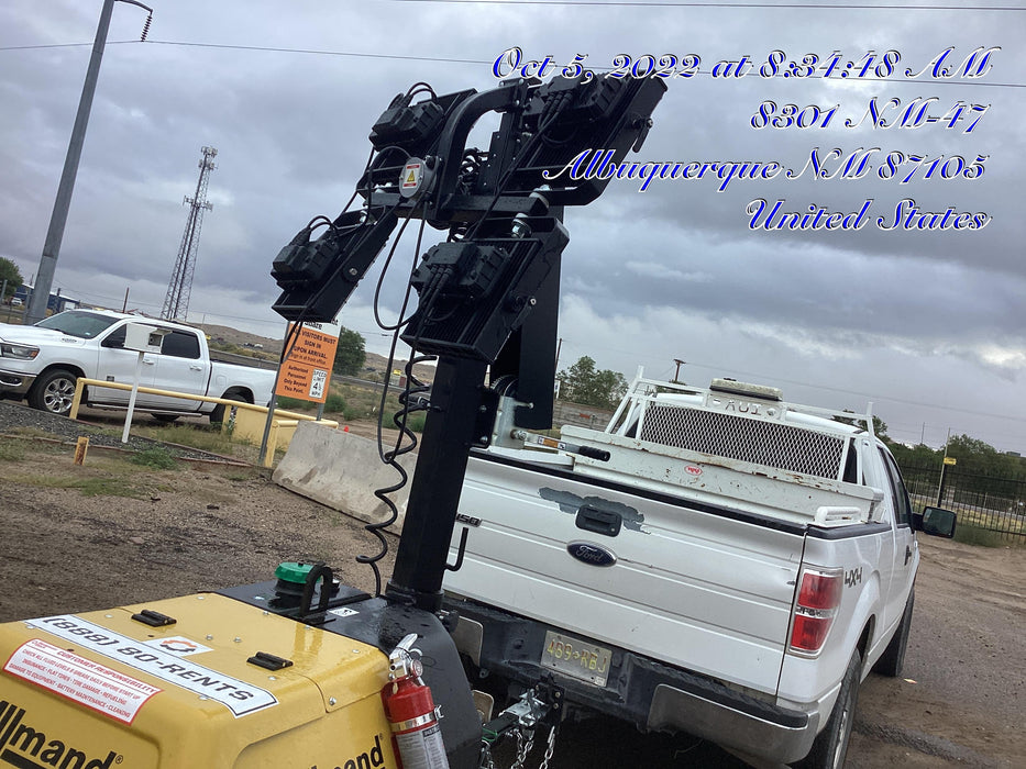 2022 Allmand NLV3GR (4) LED Light Fixture 350W, 23' Vertical Mast, 3kW Prime, Towable, ES Decals, T3