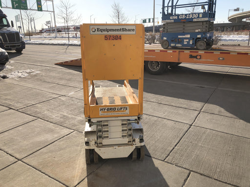Custom Equipment HB-1430 <ul>
 <li>Hy-Brid Scissor Lift</li>
  <li>Platform capacity up to 670 lbs.</li>
  <li>Working height up to 20 ft</li>
  <li>Weighs under 1,700 lbs.</li>
  <li>Non-marking wheels </li>
</ul>