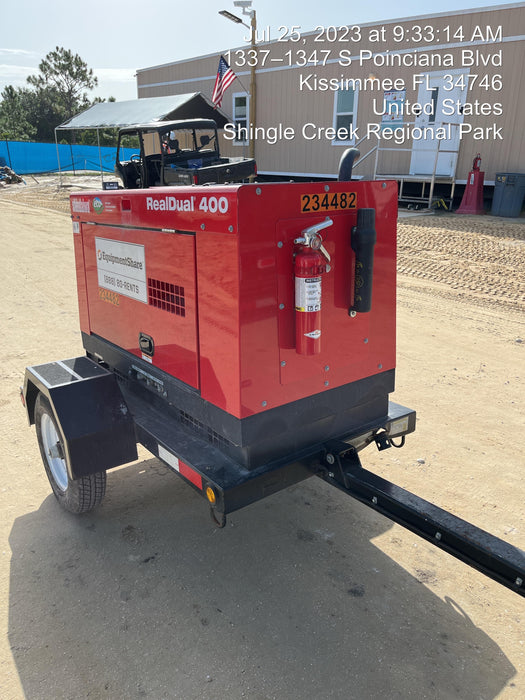 2022 Shindaiwa DGW400MDL Kubota D902 Engine, 23 HP, Dual Op Welder, Wire, Arc, Droop Stick, Tig, and CC Stick Functionality, Simulphase, 3 Phase and 1 Phase Gen Output, Single Axle NB Trlr, Slr Trckl Chrg 12V 12W, Fire Ext