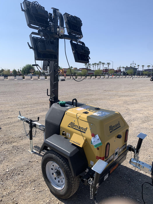 2021 Allmand NLV3GR (4) LED Light Fixture 350W, 23' Vertical Mast, 3kW Prime, Towable, Deep Sea L401, Leveling Jacks, Yanmar T4F 5.8hp