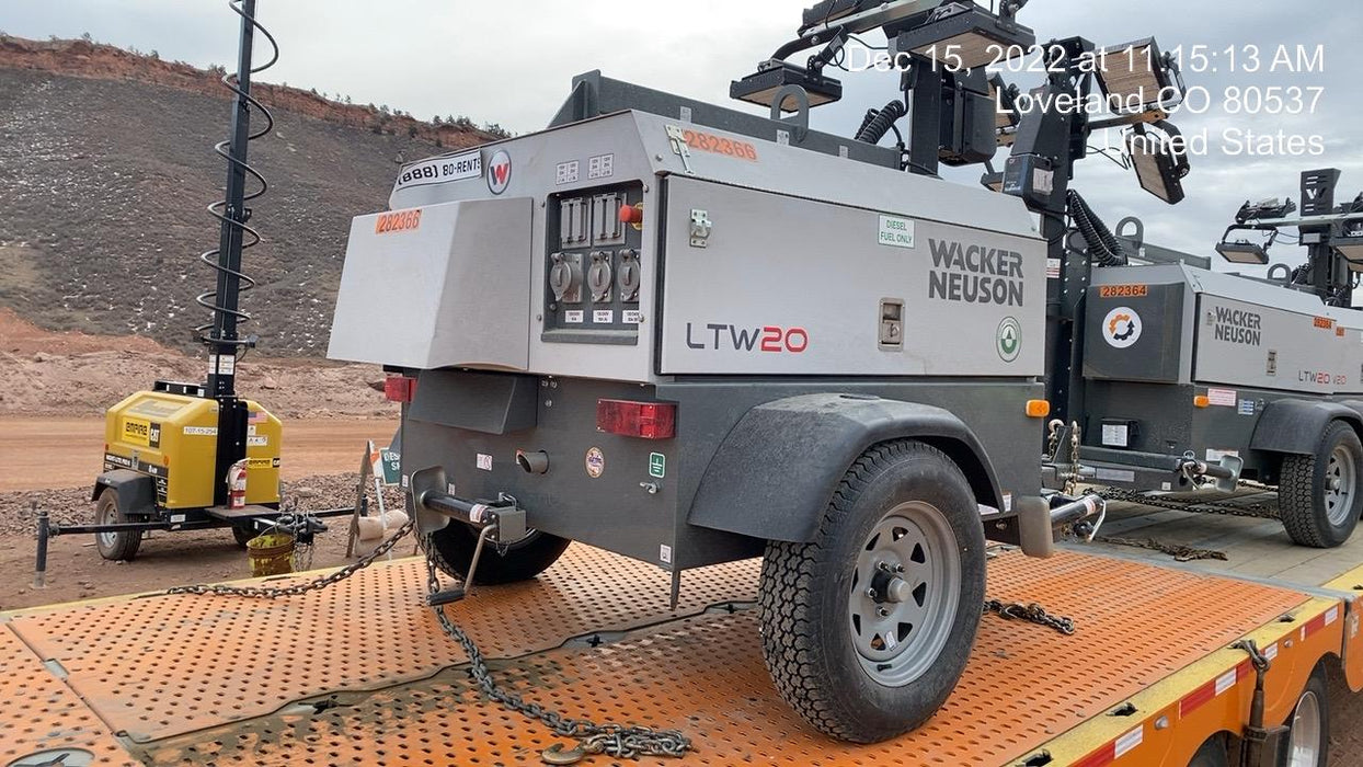 2022 Wacker Neuson LTW20Z1 Isuzu Dsl. Engine, 23' Mast, (4) 300W LED Lights, CWK, Programmable Dawn to Dusk, 360 Deg. Rotation, 57 Gal. Tank, Trailer Mounted