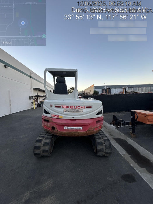 2019 Takeuchi TB260 Canopy, Standard Blade, Auxiliary hydraulics Manual QC, Hydraulic thumb, 12" ,18", 24" Bucket
