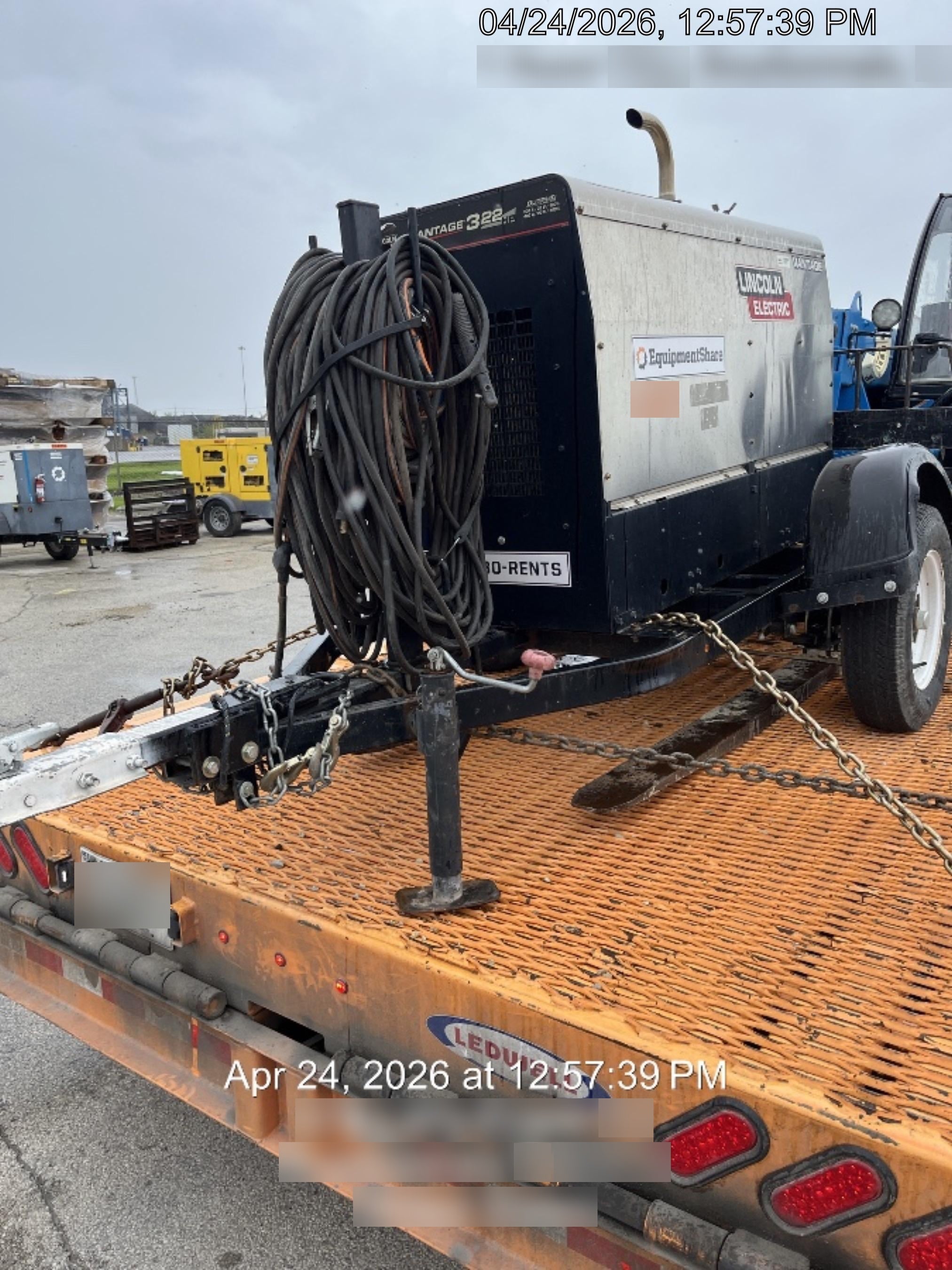 2019 Lincoln Electric Vantage 322 Welder Ready-Pak 3, Two wheel trailer, Fender and Light kit, Cable Rack