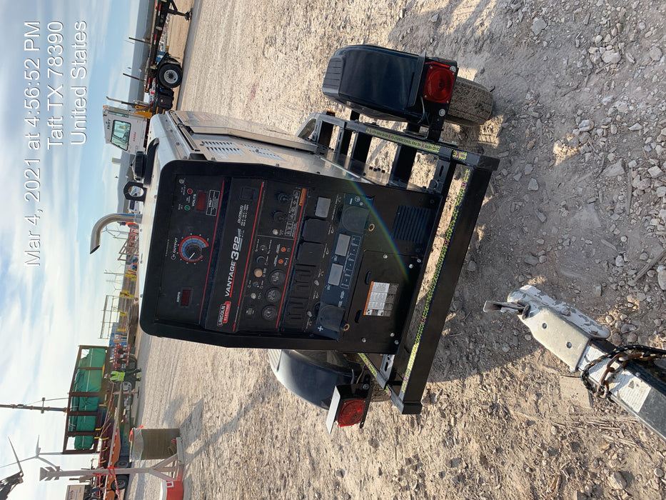 2019 Lincoln Electric Vantage 322 Ready-Pak 3, Two Wheel Trailer, Fender and Light Kit, Cable Rack