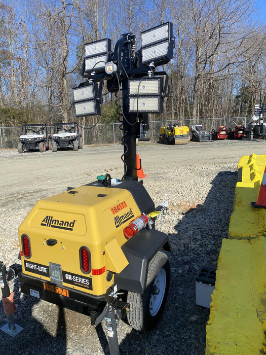 2021 Allmand NLV3GR (4) LED Light Fixture 350W, 23' Vertical Mast, 3kW Prime, Towable, Deep Sea L401, Leveling Jacks, Yanmar T4F 5.8hp