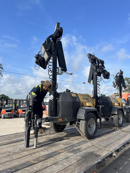 2022 Allmand NLV3GR (4) LED Light Fixture 350W, 23' Vertical Mast, 3kW Prime, Towable, Deep Sea L401, Leveling Jacks, Yanmar T4F 5.8hp