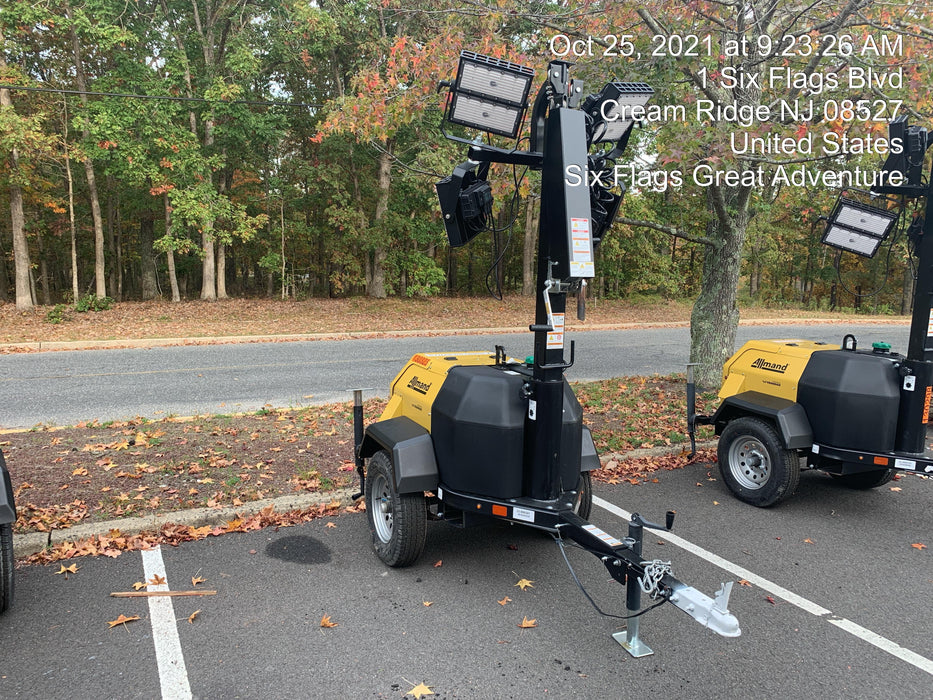 2021 Allmand NLV3GR (4) LED Light Fixture 350W, 23' Vertical Mast, 3kW Prime, Towable, Deep Sea L401, Leveling Jacks, Yanmar T4F 5.8hp