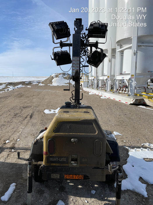 2022 Allmand NLV3GR (4) LED Light Fixture 350W, 23' Vertical Mast, 3kW Prime, Towable, ES Decals, T3