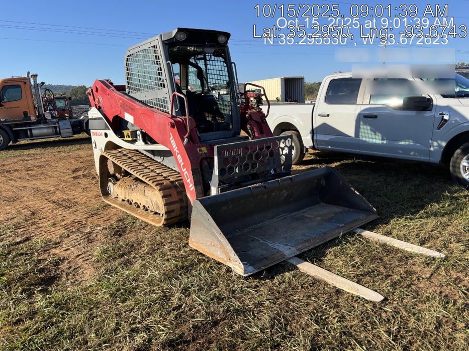 2019 Takeuchi TL12V2C Cab/Heat/Air w/Auxiliary Hydraulics, 2 Speed, Hydraulic QC 80" Tooth Bucket, 48" Pallet Forks