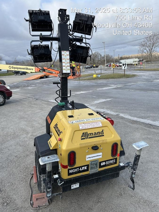 2022 Allmand NLV3GR (4) LED Light Fixture 350W, 23' Vertical Mast, 3kW Prime, Towable, ES Decals, T3