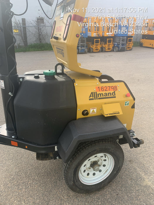 2021 Allmand NLV3GR (4) LED Light Fixture 350W, 23' Vertical Mast, 3kW Prime, Towable, Deep Sea L401, Leveling Jacks, Yanmar T4F 5.8hp