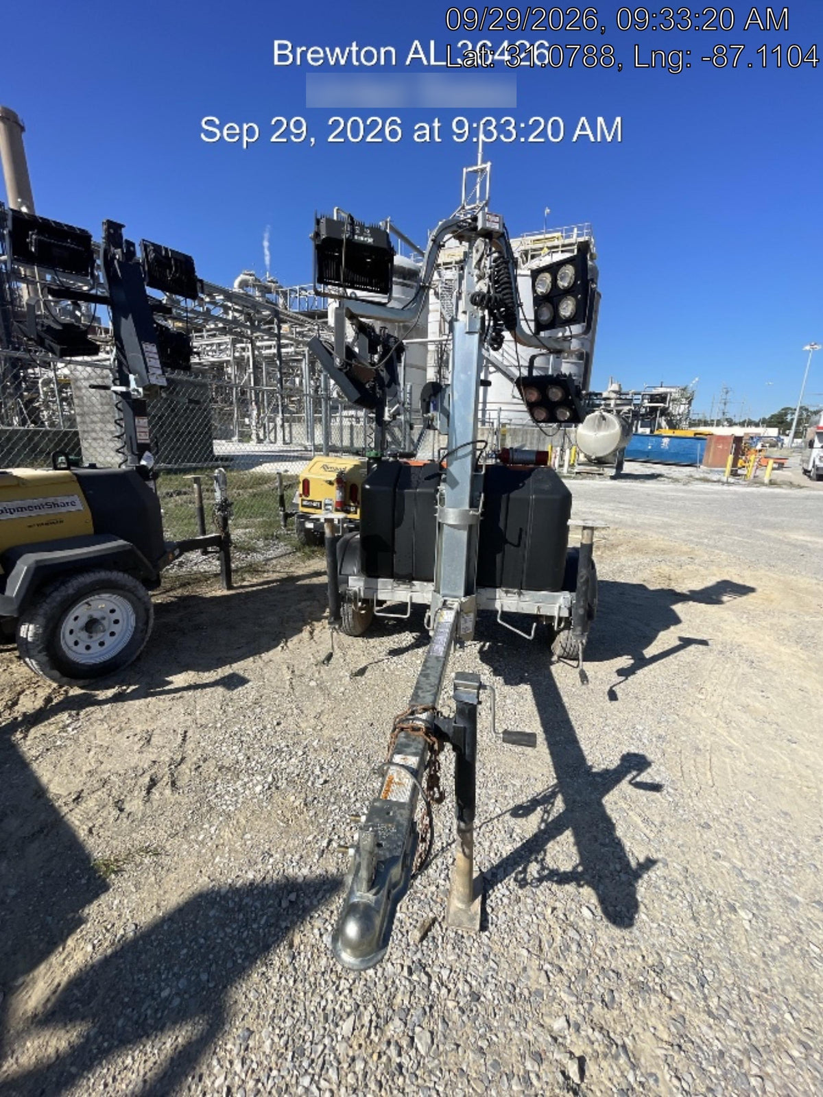 Allmand NLV3GR (4) LED Light Fixture 350W, 23' Vertical Mast, 3kW Prime, Towable, Deep Sea L401, Leveling Jacks, Yanmar T4F 5.8hp