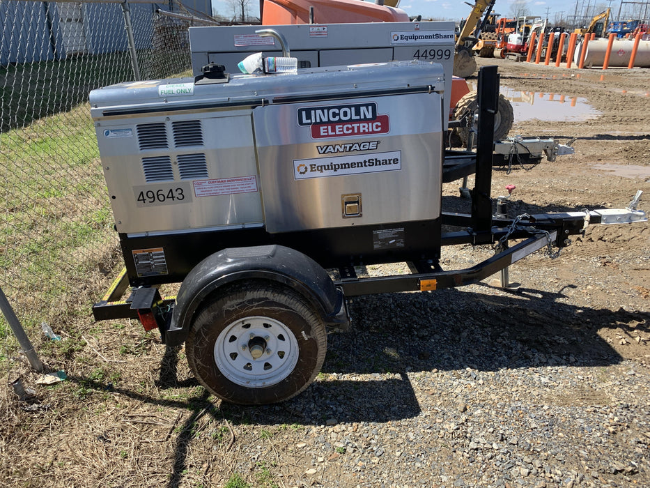 2019 Lincoln Electric Vantage 322 Ready-Pak 3, Two Wheel Trailer, Fender and Light Kit, Cable Rack