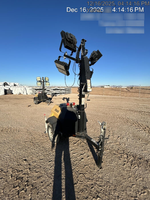 2022 Allmand NLV3GR (4) LED Light Fixture 350W, 23' Vertical Mast, 3kW Prime, Towable, Deep Sea L401, Leveling Jacks, Yanmar T4F 5.8hp