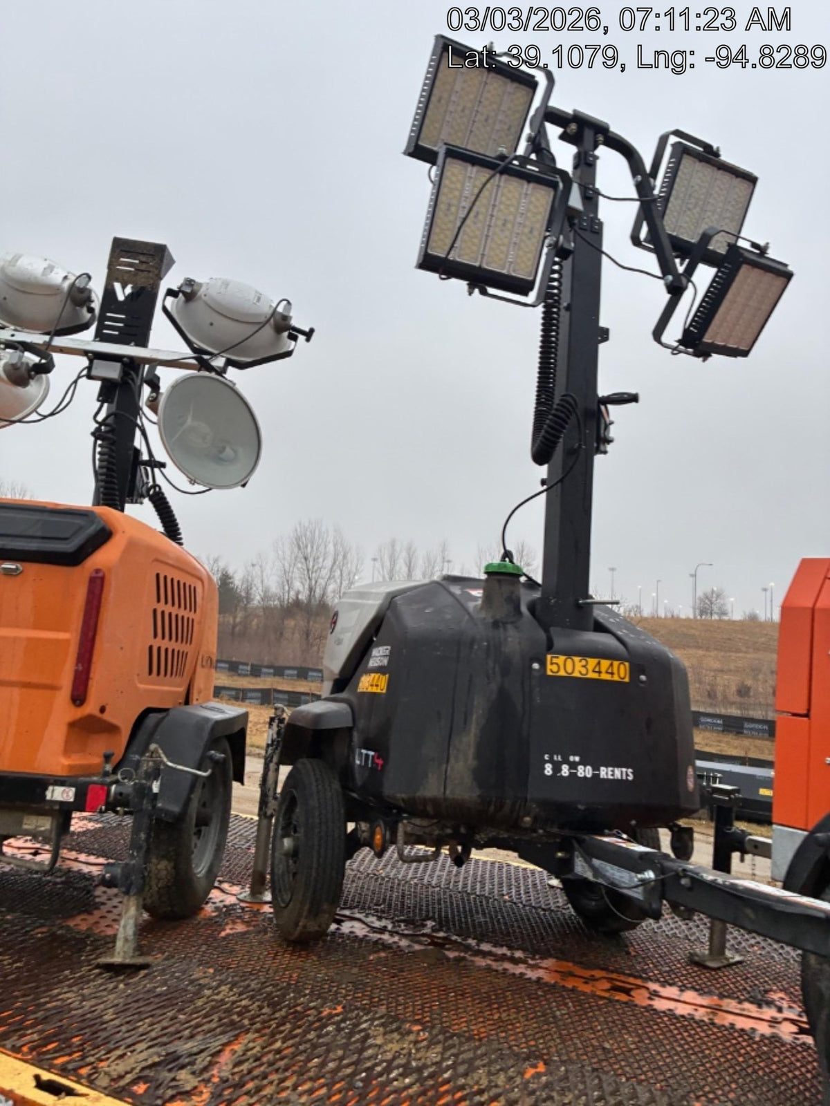 2022 Allmand NLV3GR (4) LED Light Fixture 350W, 23' Vertical Mast, 3kW Prime, Towable, Deep Sea L401, Leveling Jacks, Yanmar T4F 5.8hp