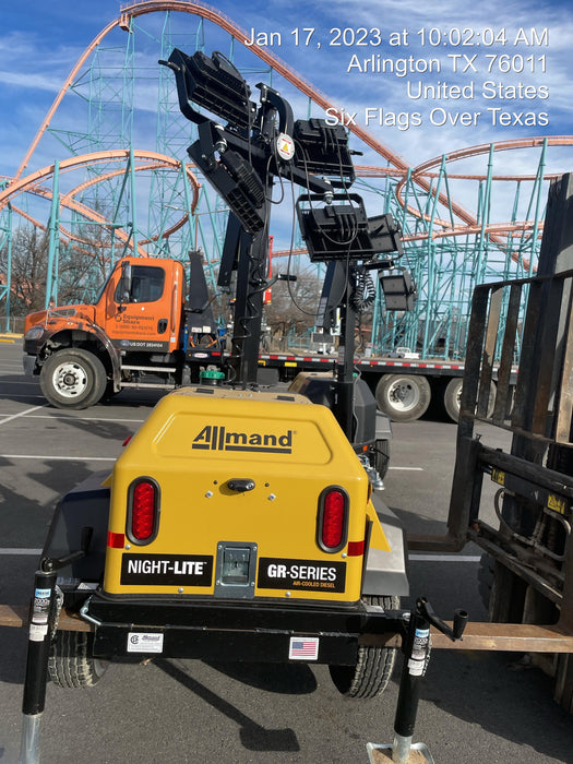 2022 Allmand NLV3GR (4) LED Light Fixture 350W, 23' Vertical Mast, 3kW Prime, Towable, ES Decals, T3