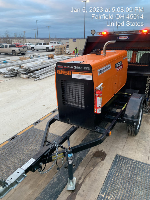 2021 Lincoln Electric Vantage 322 Vantage 322 Ready Pak 3 w/ Decals, ORANGE (includes trailer, cable rack, fender light kit) NO Telematics