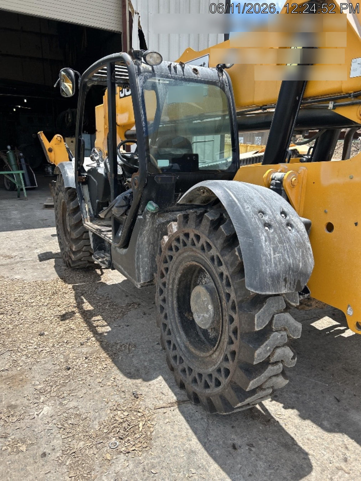 2019 JCB 510-56 74 HP w/Open ROPS, Beacon, Aux Hydraulics, Worklights, Solid Tires 60" Carriage/Forks