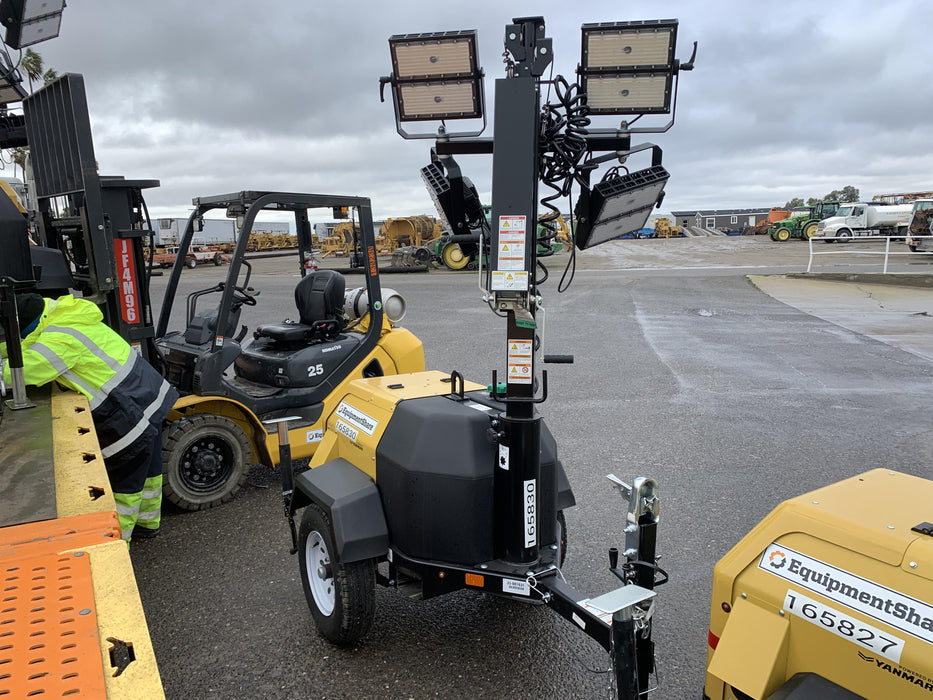 2021 Allmand NLV3GR (4) LED Light Fixture 350W, 23' Vertical Mast, 3kW Prime, Towable, Deep Sea L401, Leveling Jacks, Yanmar T4F 5.8hp