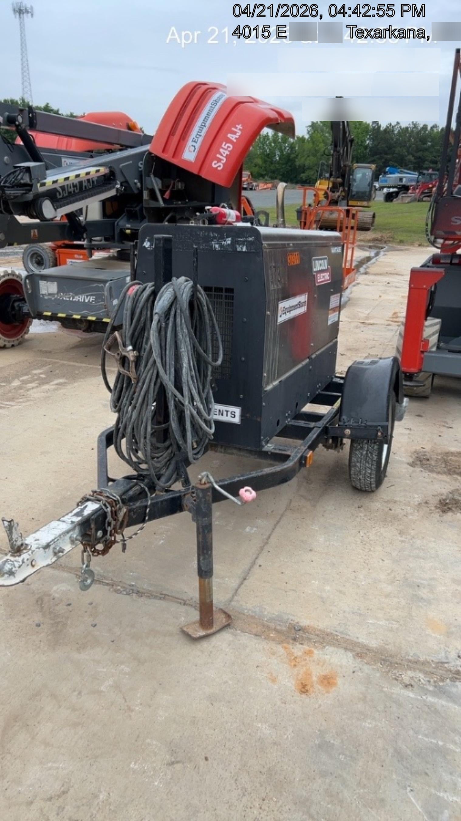 2019 Lincoln Electric Vantage 322 Ready-Pak 3, Two Wheel Trailer, Fender and Light Kit, Cable Rack