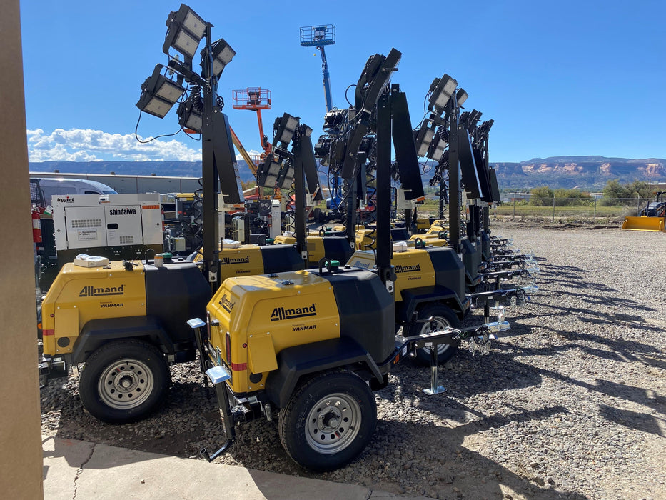 2022 Allmand NLV3GR (4) LED Light Fixture 350W, 23' Vertical Mast, 3kW Prime, Towable, ES Decals, T3