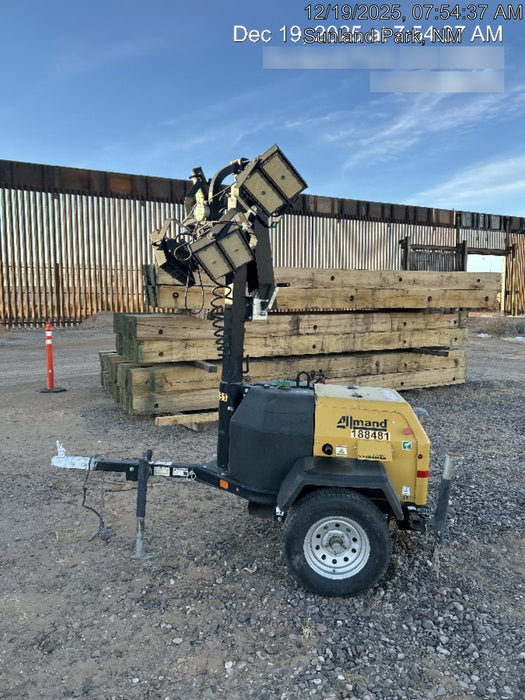 Allmand NLV3GR (4) LED Light Fixture 350W, 23' Vertical Mast, 3kW Prime, Towable, Deep Sea L401, Leveling Jacks, Yanmar T4F 5.8hp