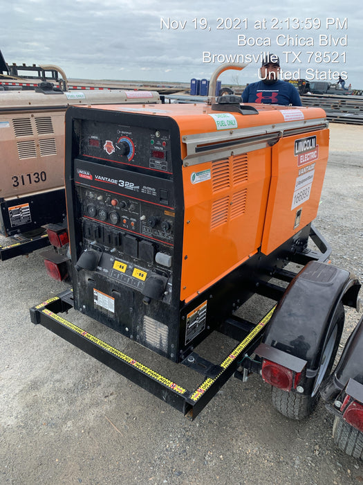 2021 Lincoln Electric Vantage 322 Vantage 322 Ready Pak 3 w/ Decals, ORANGE (includes trailer, cable rack, fender light kit) NO Telematics