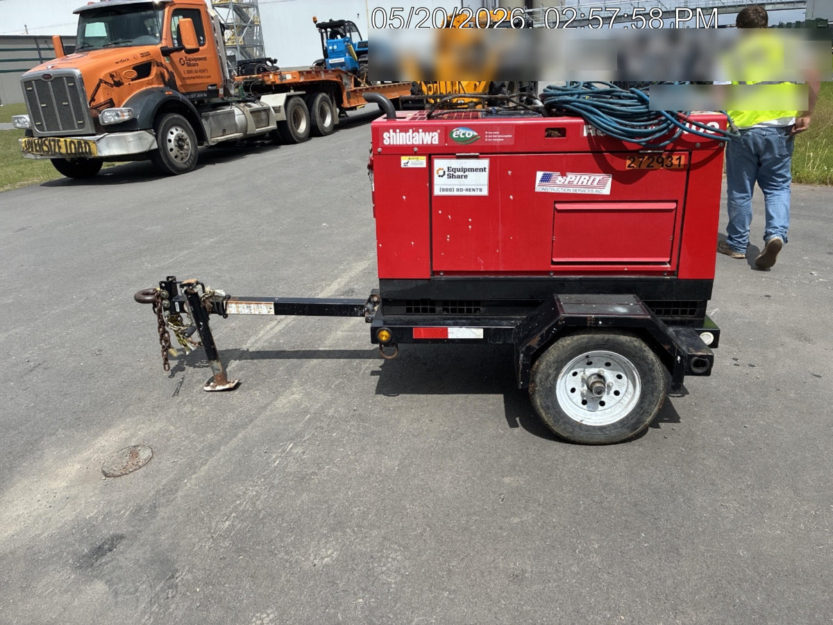 2022 Shindaiwa DGW400MDL Kubota D902 Engine, 23 HP, Dual Op Welder, Wire, Arc, Droop Stick, Tig, and CC Stick Functionality, Simulphase, 3 Phase and 1 Phase Gen Output, Single Axle NB Trlr, Slr Trckl Chrg 12V 12W, Fire Ext