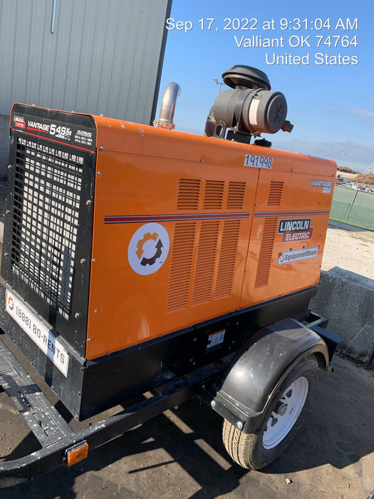 2021 Lincoln Electric Vantage 549X Ready Pak 3, ORANGE (includes trailer, cable rack, fender light kit)