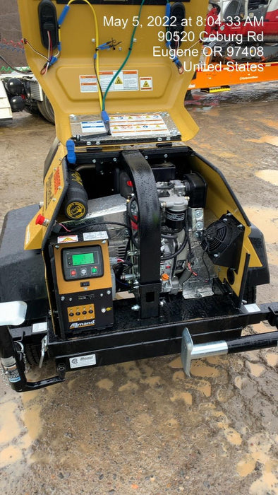 2022 Allmand NLV3GR (4) LED Light Fixture 350W, 23' Vertical Mast, 3kW Prime, Towable, Deep Sea L401, Leveling Jacks, Yanmar T4F 5.8hp