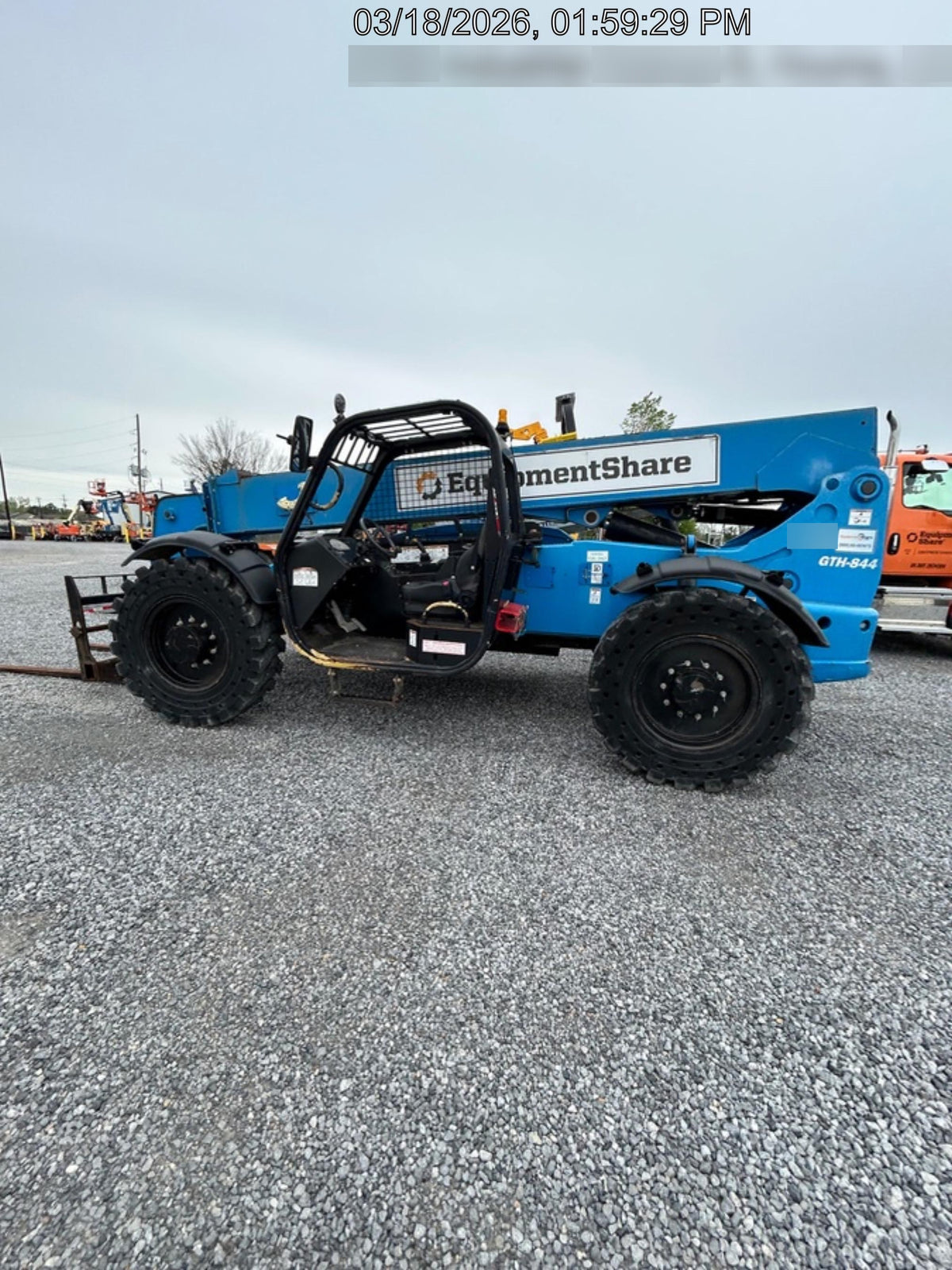2019 Genie GTH-844 Canopy, Solid RT Tires, LED Work Lights, Beacon 60" QA Carriage, 48" Forks