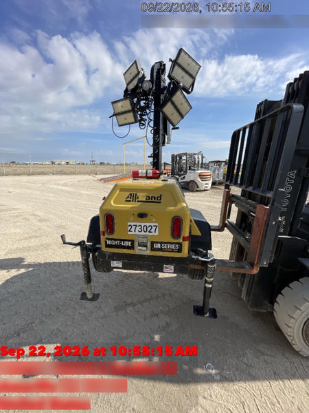 2022 Allmand NLV3GR (4) LED Light Fixture 350W, 23' Vertical Mast, 3kW Prime, Towable, ES Decals, T3