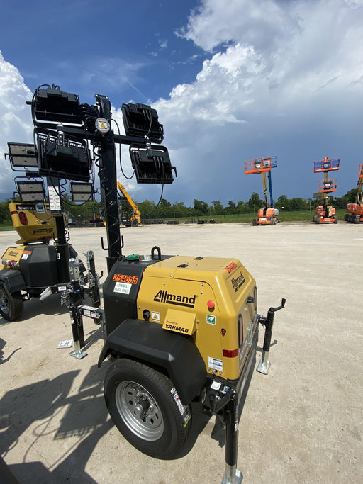 2022 Allmand NLV3GR (4) LED Light Fixture 350W, 23' Vertical Mast, 3kW Prime, Towable, ES Decals, T3