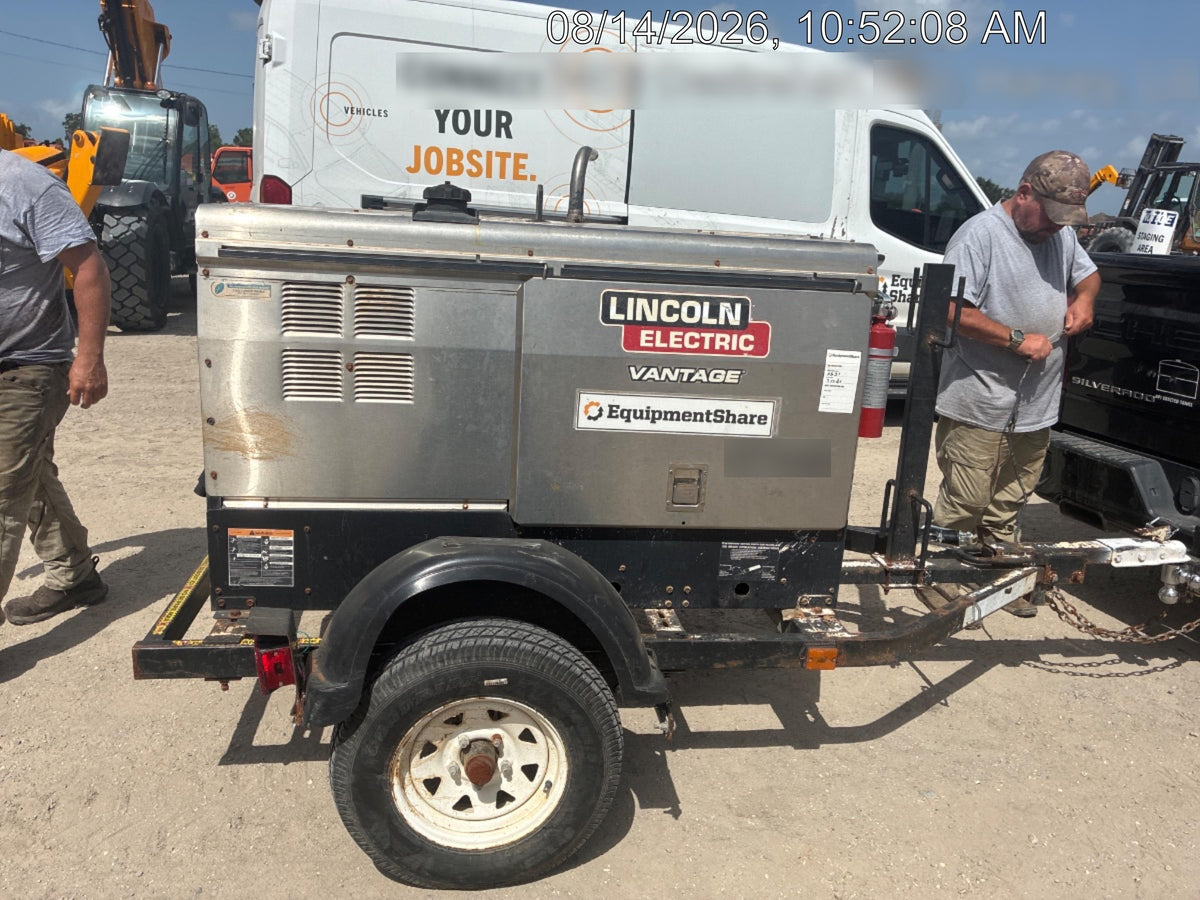 2019 Lincoln Electric Vantage 322 Ready-Pak 3, Two Wheel Trailer, Fender and Light Kit, Cable Rack