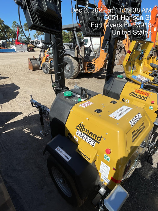 2022 Allmand NLV3GR (4) LED Light Fixture 350W, 23' Vertical Mast, 3kW Prime, Towable, ES Decals, T3