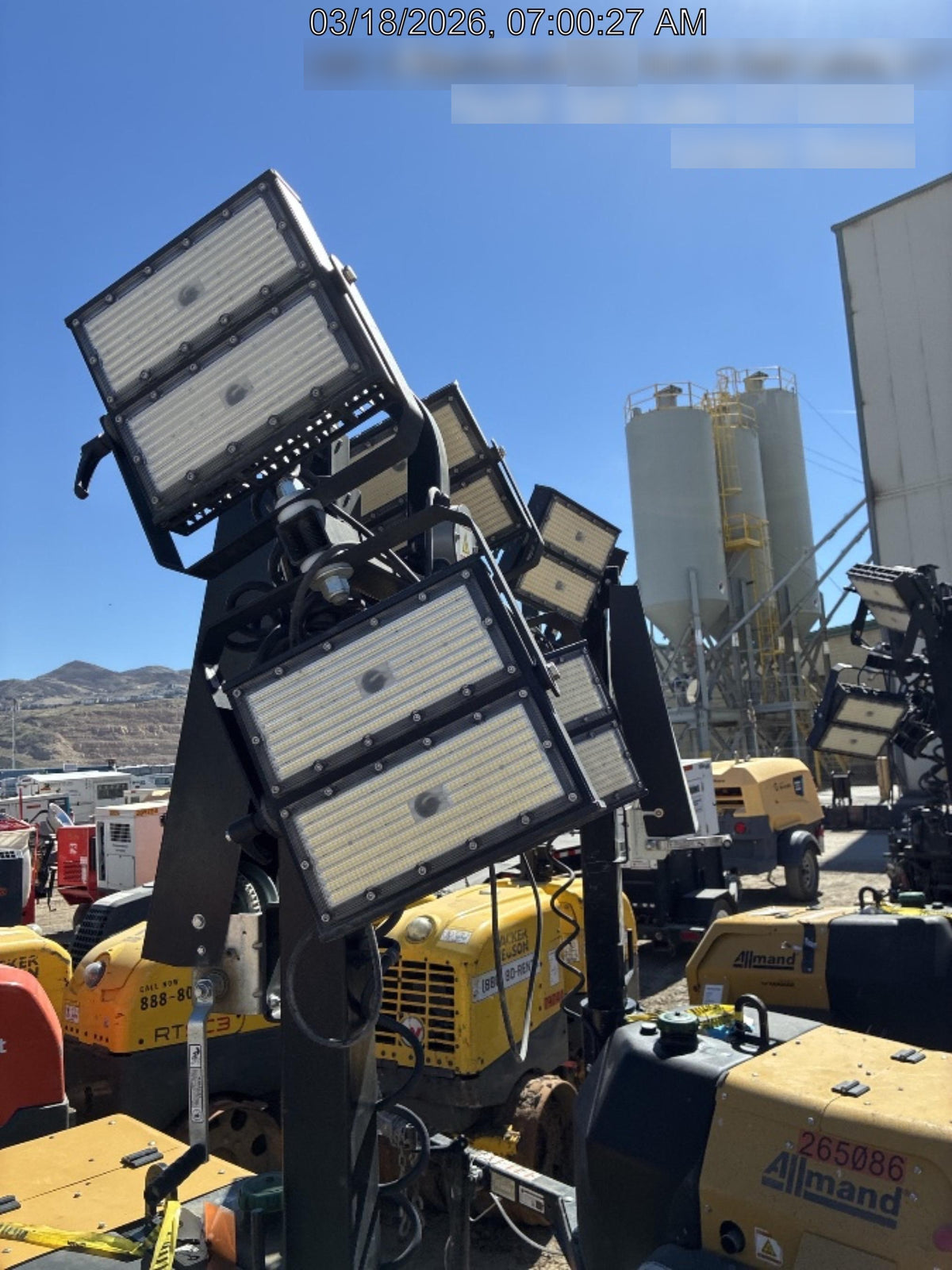2022 Allmand NLV3GR (4) LED Light Fixture 350W, 23' Vertical Mast, 3kW Prime, Towable, ES Decals, T3