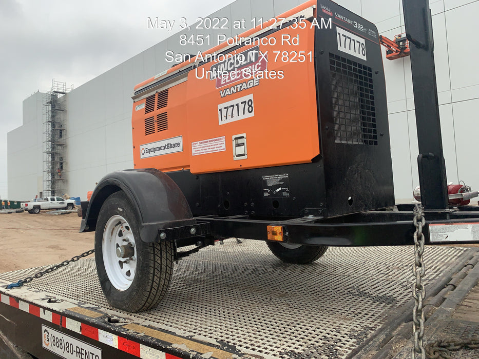 2021 Lincoln Electric Vantage 322 Vantage 322 Ready Pak 3 w/ Decals, ORANGE (includes trailer, cable rack, fender light kit) NO Telematics