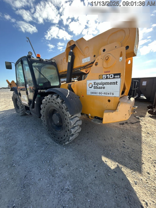 2019 JCB 510-56 74 HP w/CAB/HVAC, Beacon, Worklights, Aux Hydraulics, Solid Tires 66" Carriage/60" Forks