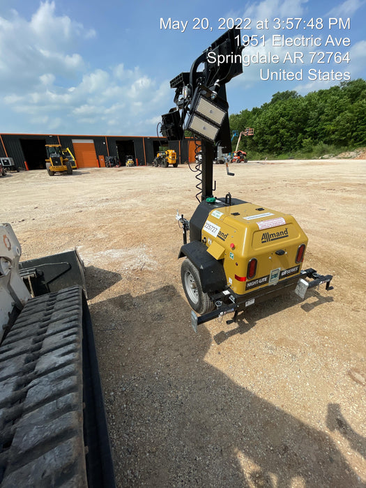 2022 Allmand NLV3GR (4) LED Light Fixture 350W, 23' Vertical Mast, 3kW Prime, Towable, Deep Sea L401, Leveling Jacks, Yanmar T4F 5.8hp