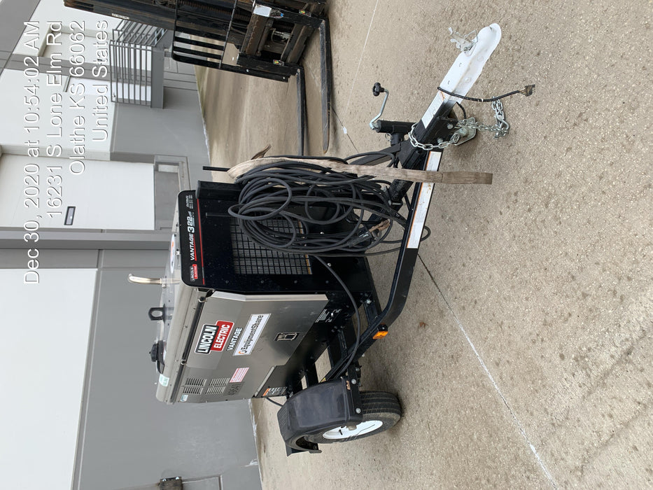 2019 Lincoln Electric Vantage 322 Ready-Pak 3, Two Wheel Trailer, Fender and Light Kit, Cable Rack