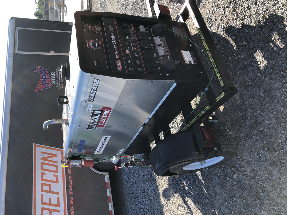 2019 Lincoln Electric Vantage 322 Welder Ready-Pak 3, Two wheel trailer, Fender and Light kit, Cable Rack