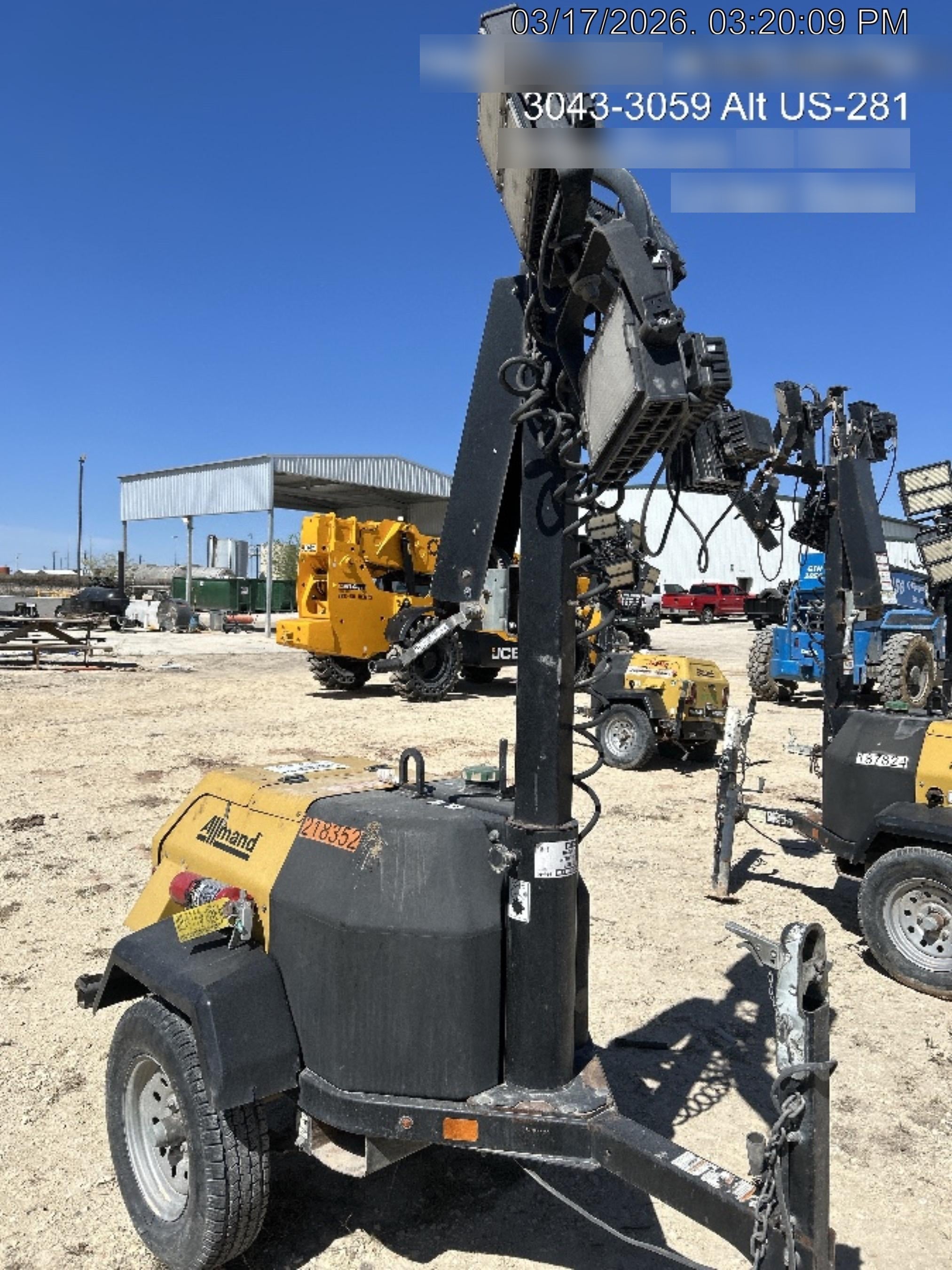 2022 Allmand NLV3GR (4) LED Light Fixture 350W, 23' Vertical Mast, 3kW Prime, Towable, Deep Sea L401, Leveling Jacks, Yanmar T4F 5.8hp