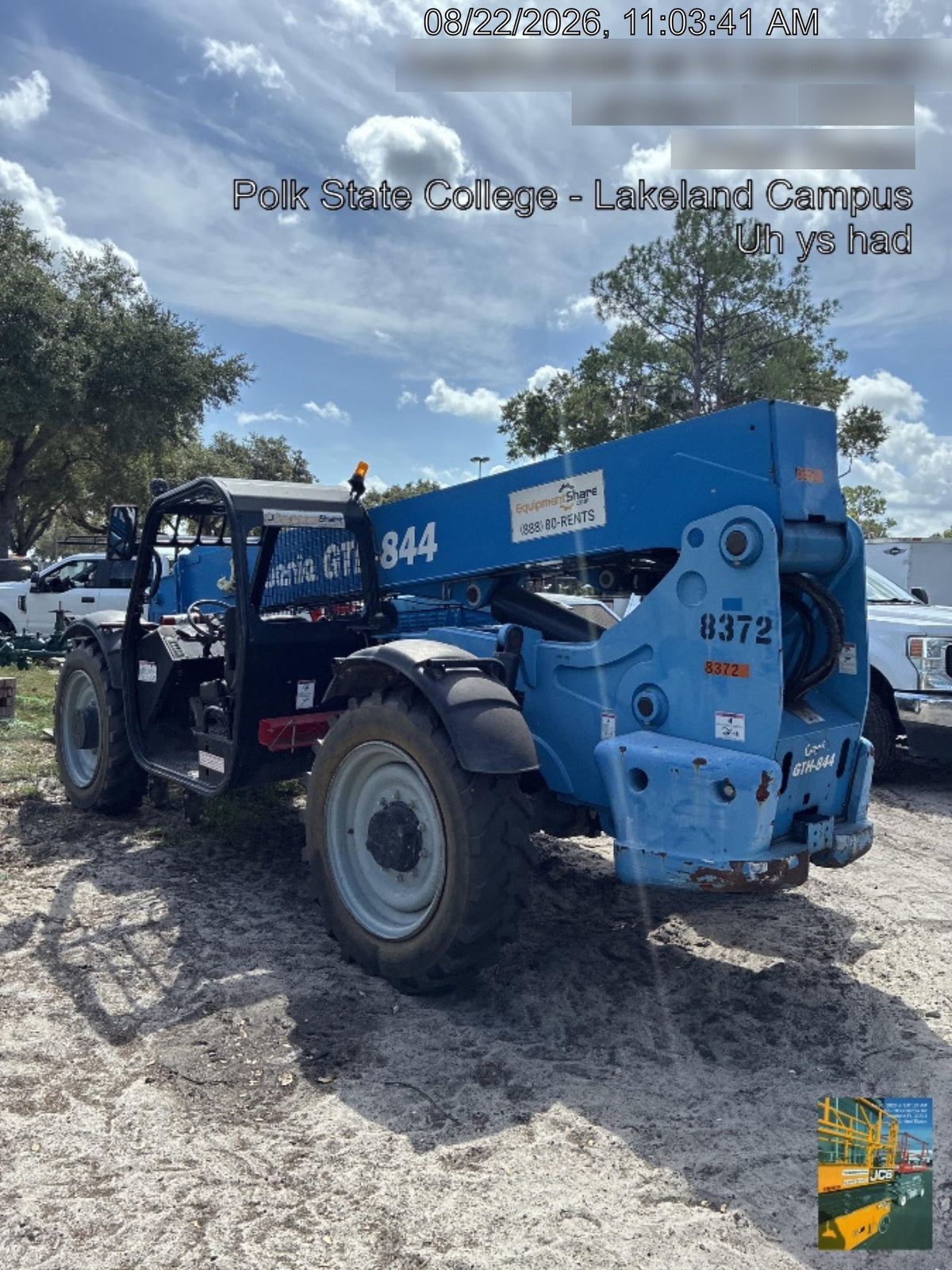 2018 Genie GTH-844 Genie GTH-844D w/Open ROPS, FF Tires, Work Light/Beacon, 60" Carriage and Forks