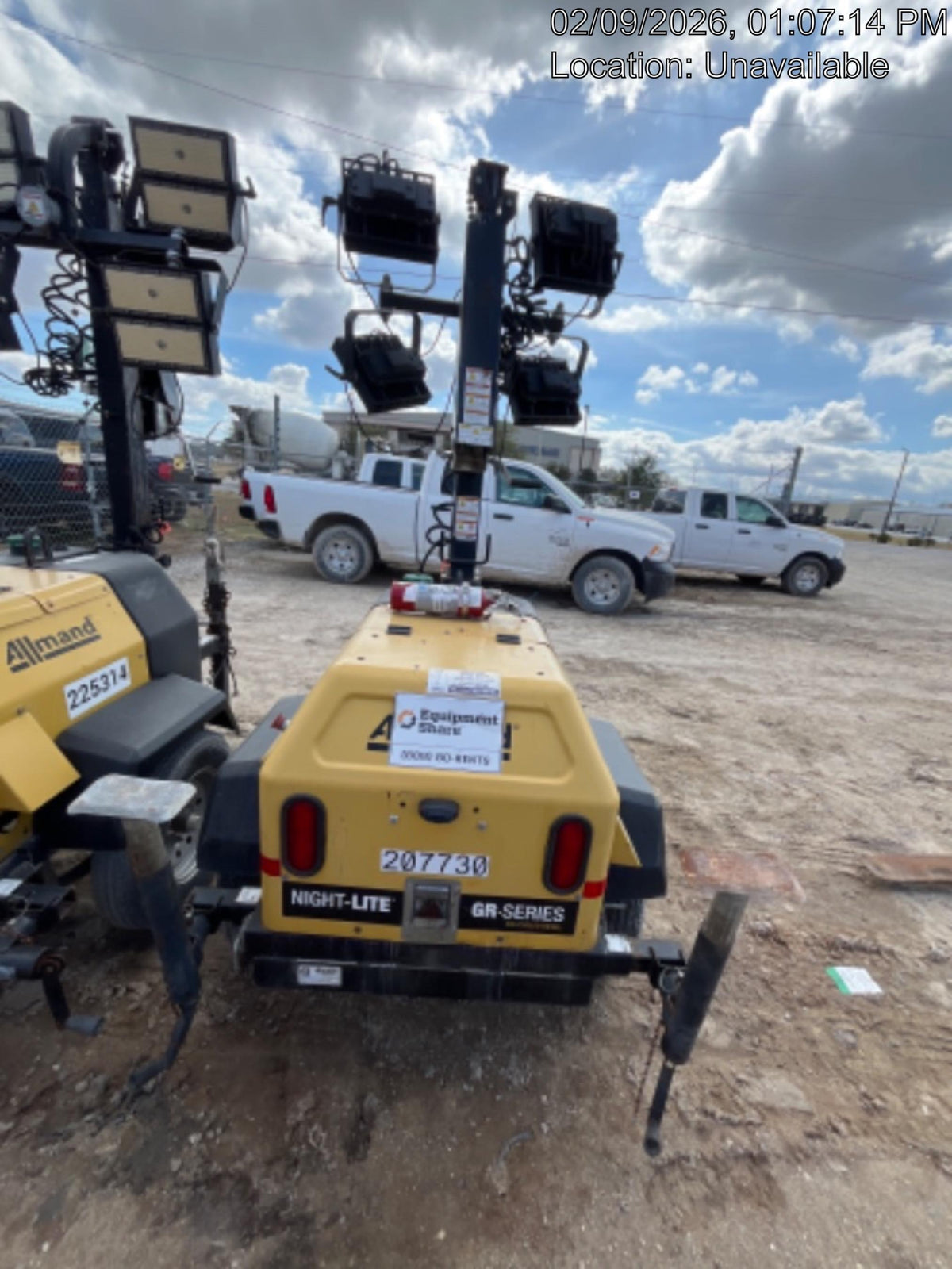 2022 Allmand NLV3GR (4) LED Light Fixture 350W, 23' Vertical Mast, 3kW Prime, Towable, Deep Sea L401, Leveling Jacks, Yanmar T4F 5.8hp