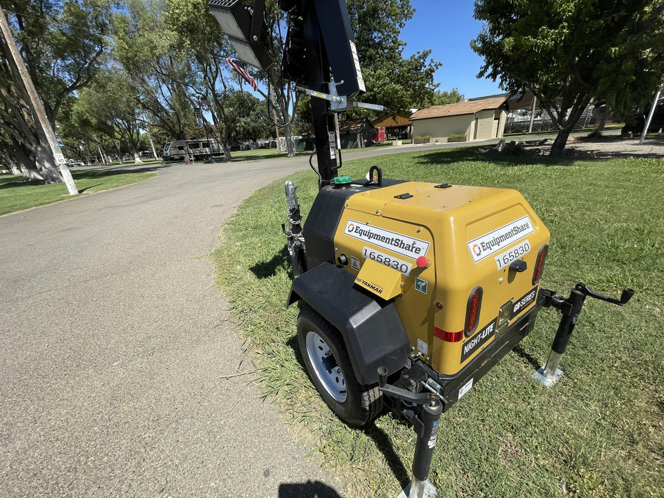 2021 Allmand NLV3GR (4) LED Light Fixture 350W, 23' Vertical Mast, 3kW Prime, Towable, Deep Sea L401, Leveling Jacks, Yanmar T4F 5.8hp