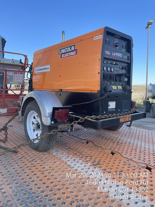 2022 Lincoln Electric LE400 Kubota V1505, Trlr, Cable Rack, Light Kit, ES Decals, T3