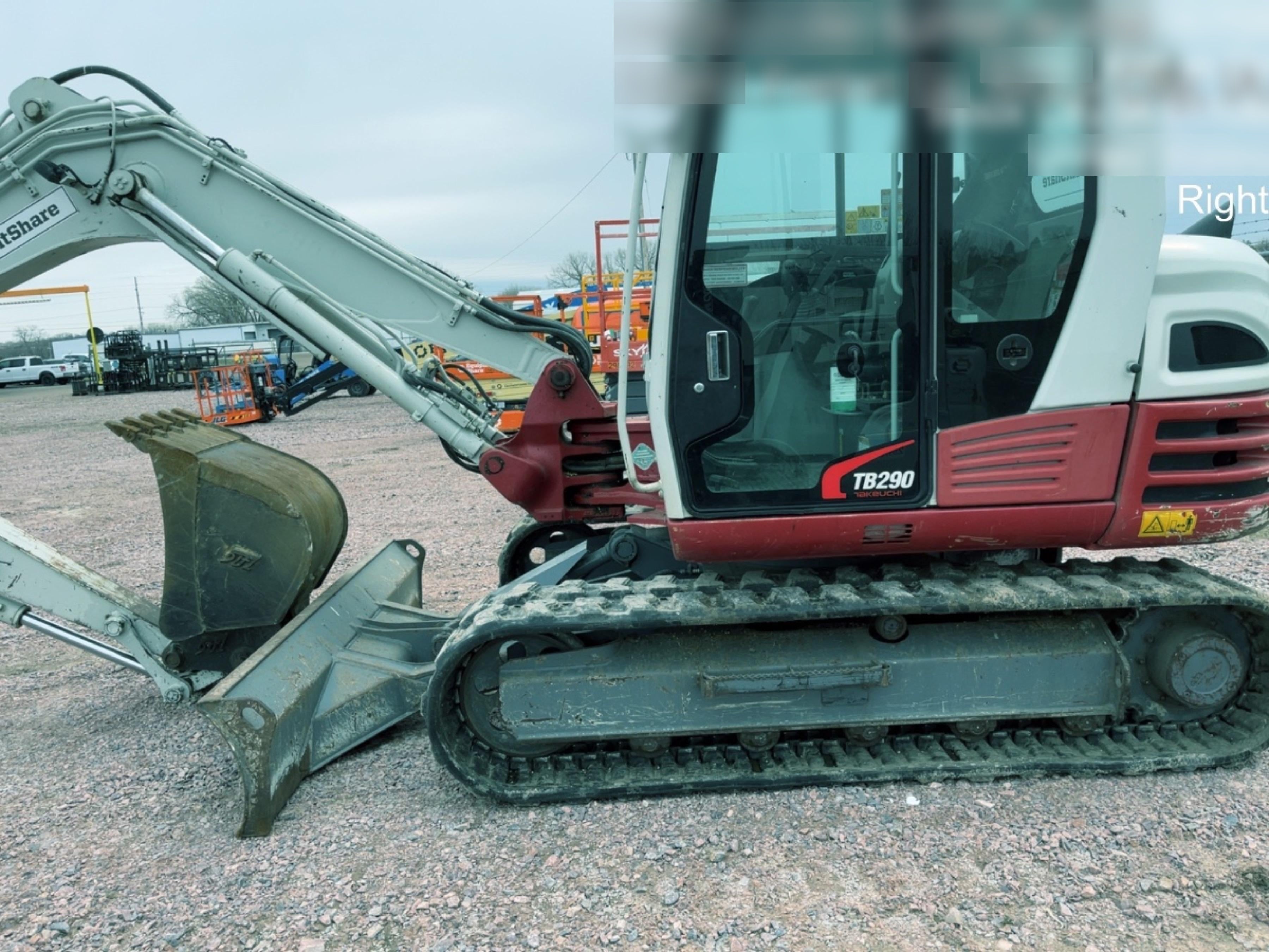 2019 Takeuchi TB290 Cab/Heat/AC Rubber tracks, Dozer blade, Travel alarm, Auxiliary hydraulics Manual QC, Hydraulic thumb, 18", 24", and 36" Buckets