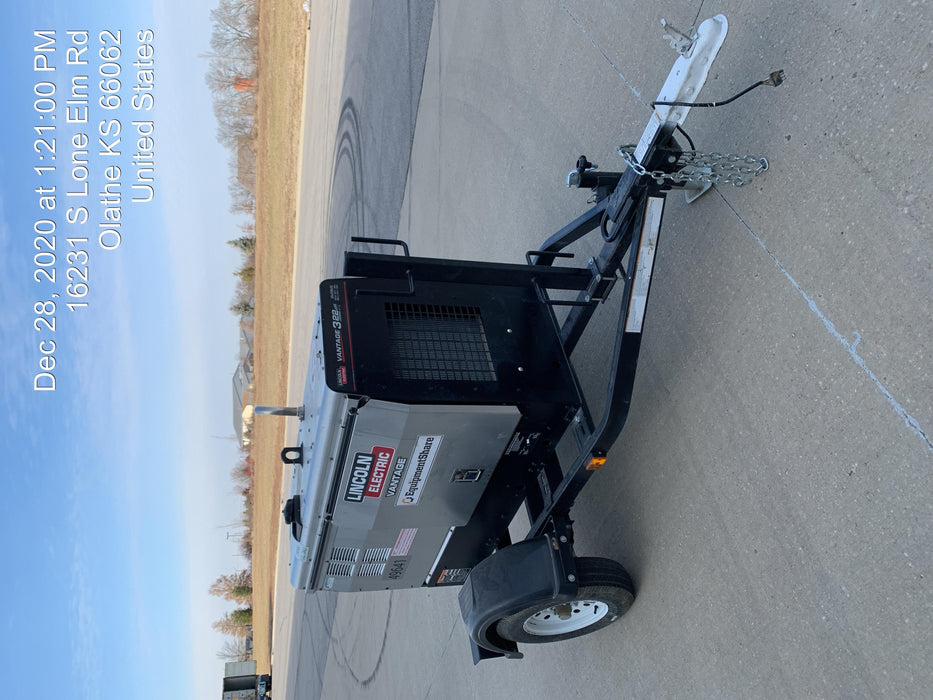 2019 Lincoln Electric Vantage 322 Ready-Pak 3, Two Wheel Trailer, Fender and Light Kit, Cable Rack