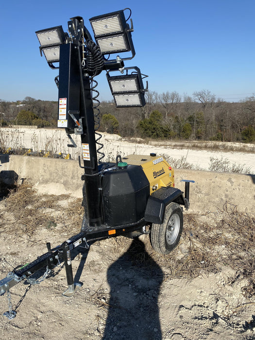 2022 Allmand NLV3GR (4) LED Light Fixture 350W, 23' Vertical Mast, 3kW Prime, Towable, Deep Sea L401, Leveling Jacks, Yanmar T4F 5.8hp